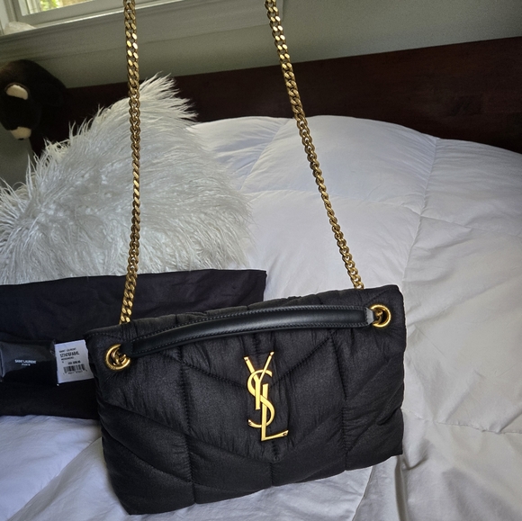 Saint Laurent Black Quilted Nylon Small Loulou Puffer Chain Bag NWT - Picture 12 of 14